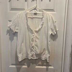 Converse One Star‎ White Eyelet Ruffle Prairie Top Size L Cottagecore Feminine